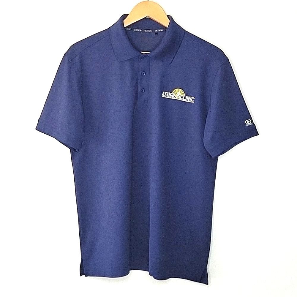 OGIO Navy Blue Men's Short Sleeve Collared Polo Shirt size M Golf Tennis Asher